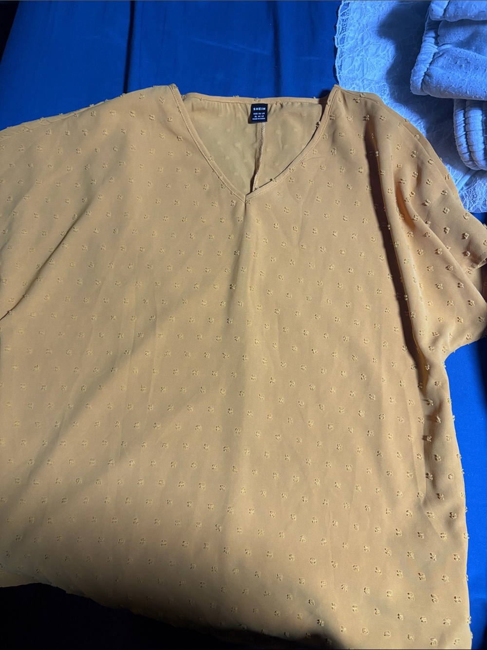 Mustard Yellow V-Neck Textured Blouse